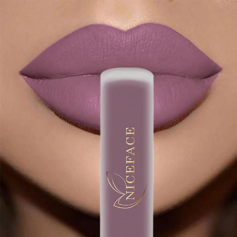 NICEFACE Matte Liquid Lipstick Waterproof Long Lasting Lip Gloss Tint Sexy Red Nude Purple Metallic Lipsticks Makeup Cosmetics
