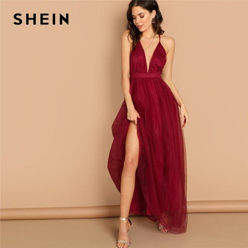 Burgundy Plunging Neck Crisscross Back Cami Dress Maxi Plain Sexy Nigh SMART BUY HUB Burgundy Plunging Neck Crisscross Back Cami Dress Maxi Plain Sexy Nigh SMART BUY HUB